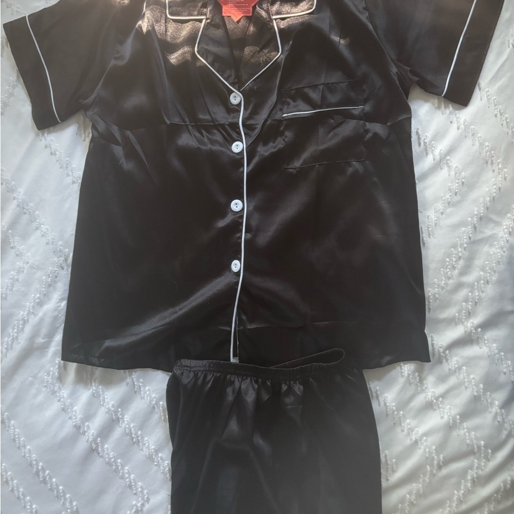 Black Satin Kids Pajamas